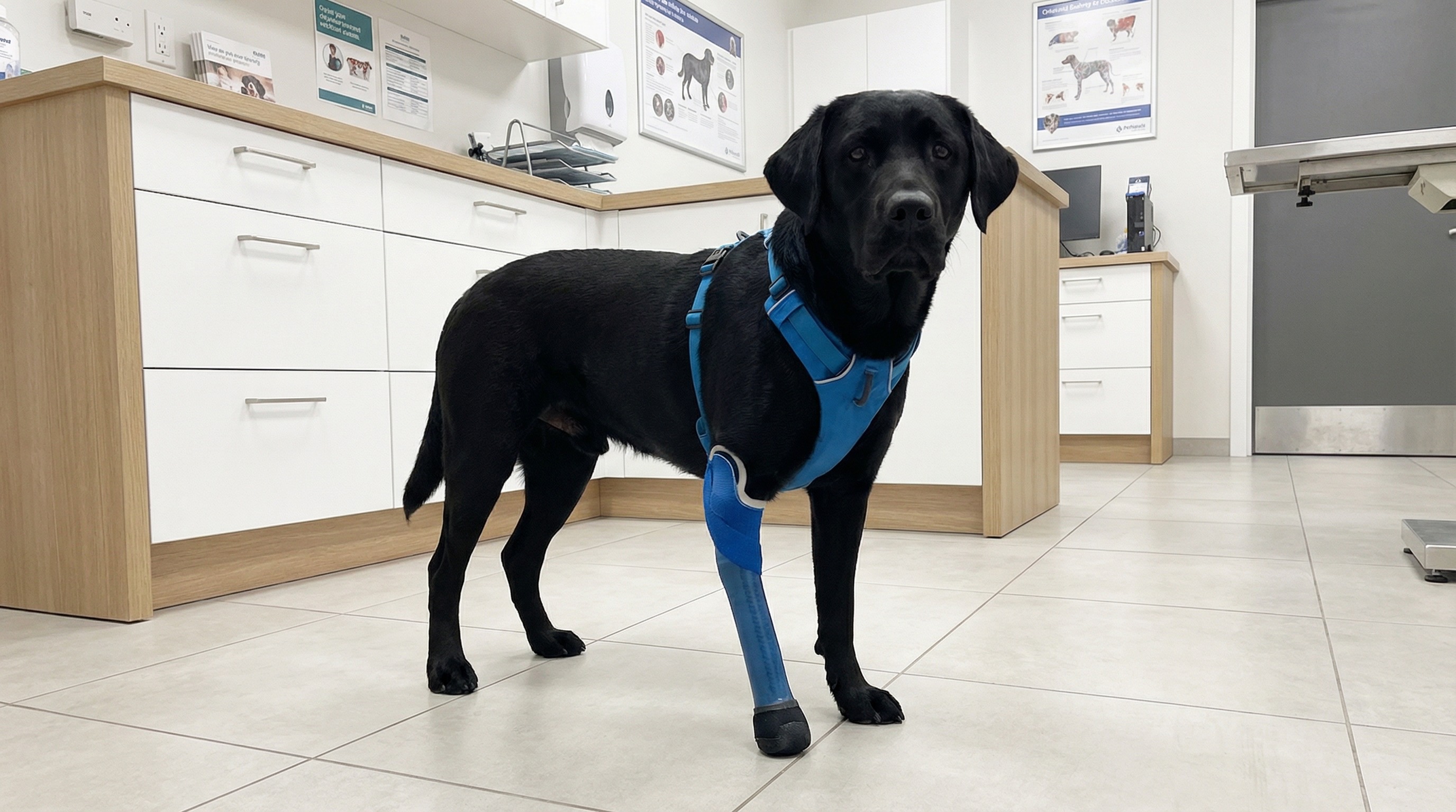 Rescue dog with injured leg